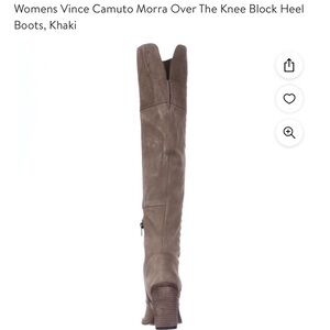 Vince Camuto VC-Morra Over the Knee Block Heel Boots Khaki Suede - size 8